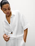 Pure Cotton Textured Collared Beach Shirt