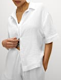 Pure Cotton Textured Collared Beach Shirt