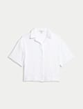 Pure Cotton Textured Collared Beach Shirt