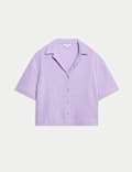 Pure Cotton Textured Collared Beach Shirt