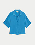 Pure Cotton Textured Collared Beach Shirt