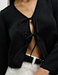 Pure Cotton V-Neck Tie Front Beach Top