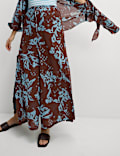 Pure Cotton Floral Elasticated Waist Wide Leg Trousers