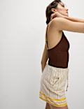 Pantalones cortos playeros de algodón en jacquard