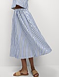 Printed Midaxi Beach Skirt with Linen