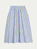 Printed Midaxi Beach Skirt with Linen