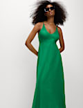 Pure Cotton Strappy V-Neck Midaxi Beach Dress