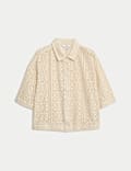 Pure Cotton Crochet Short Sleeve Beach Shirt