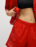 Pure Cotton Cut Out Beach Shorts