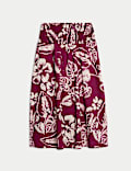 Rok Pantai Tumpuk Midi Transparan Katun Murni Bermotif