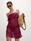 Cotton Rich Printed Mini Beach Dress