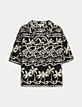 Pure Cotton Printed Collared Beach Shirt