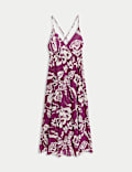 Pure Cotton Printed V-Neck Beach Dress