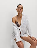 Pure Cotton Knot Front Relaxed Beach Shirt