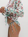 Printed Collared Tie Front Beach Shirt