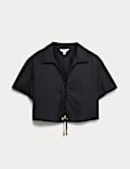 Chemise de plage à encolure ornée de perles à nouer devant