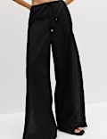 Cotton Rich Beaded Drawstring Beach Trousers