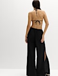 Cotton Rich Beaded Drawstring Beach Trousers