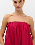 Zuiver katoenen strapless maxi-strandjurk met volume