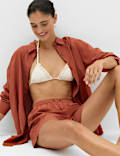Cotton Rich Collared Beach Cover Up Shirt