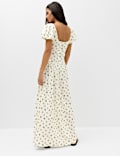 Linen Rich Floral Scoop Neck Maxi Dress