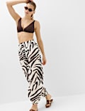 Pure Cotton Animal Print High Waisted Parachute Trousers
