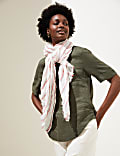 Pure Linen Round Neck Short Sleeve Boxy Top