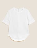 Pure Linen Round Neck Short Sleeve Boxy Top