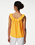 Linen Blend Ruffle Vest Top