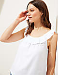 Linen Blend Ruffle Vest Top