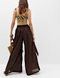 Palazzo-Hose aus reiner Baumwolle mit weitem Bein