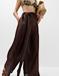 Palazzo-Hose aus reiner Baumwolle mit weitem Bein