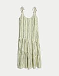 Linen Rich Tie Shoulder Midi Swing Dress