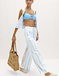 Pure Cotton Striped Beach Trousers