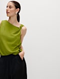 Linen Rich Twist One Shoulder Top