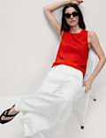 Linen Rich Cross Back Tank Top