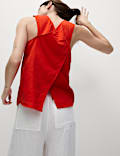 Linen Rich Cross Back Tank Top