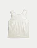 Linen Rich Shimmer Cross Back Tank Top