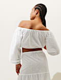 Pure Cotton Broderie Off The Shoulder Top