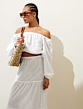 Pure Cotton Broderie Off The Shoulder Top