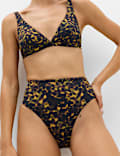 Printed Tummy Control High Waisted High Leg Bikini Bottoms