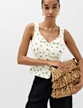 Linen Rich Floral Lace Insert Top