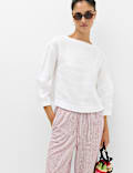 Pure Linen Relaxed Barrel Sleeve Top