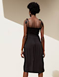Square Neck Shirred Midi Dress