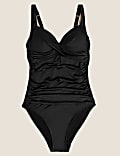 Tummy Control Padded Wrap Plunge Swimsuit