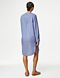 Pure Cotton Collarless Beach Cover Up Shirt