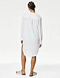 Pure Cotton Collarless Beach Cover Up Shirt