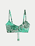 Printed Tie Front Bikini Top