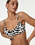 Printed Tie Front Bikini Top