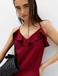 Linen Cotton Blend Ruffle Maxi Dress